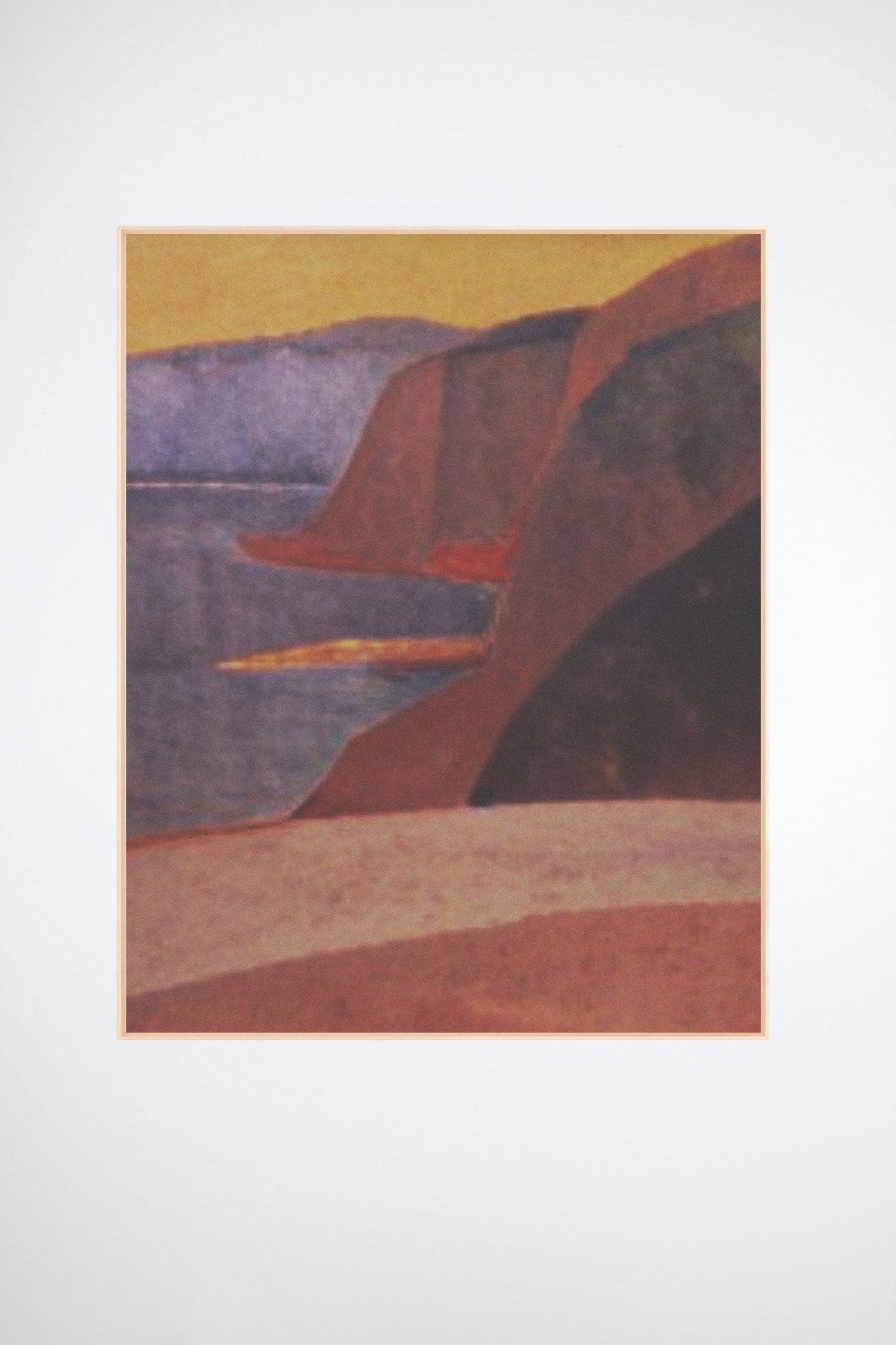 Pontus, a custom framed art print on 100% cotton canvas. Large seaside landscape in the Expressionist tradition with rich hues.on a white background.