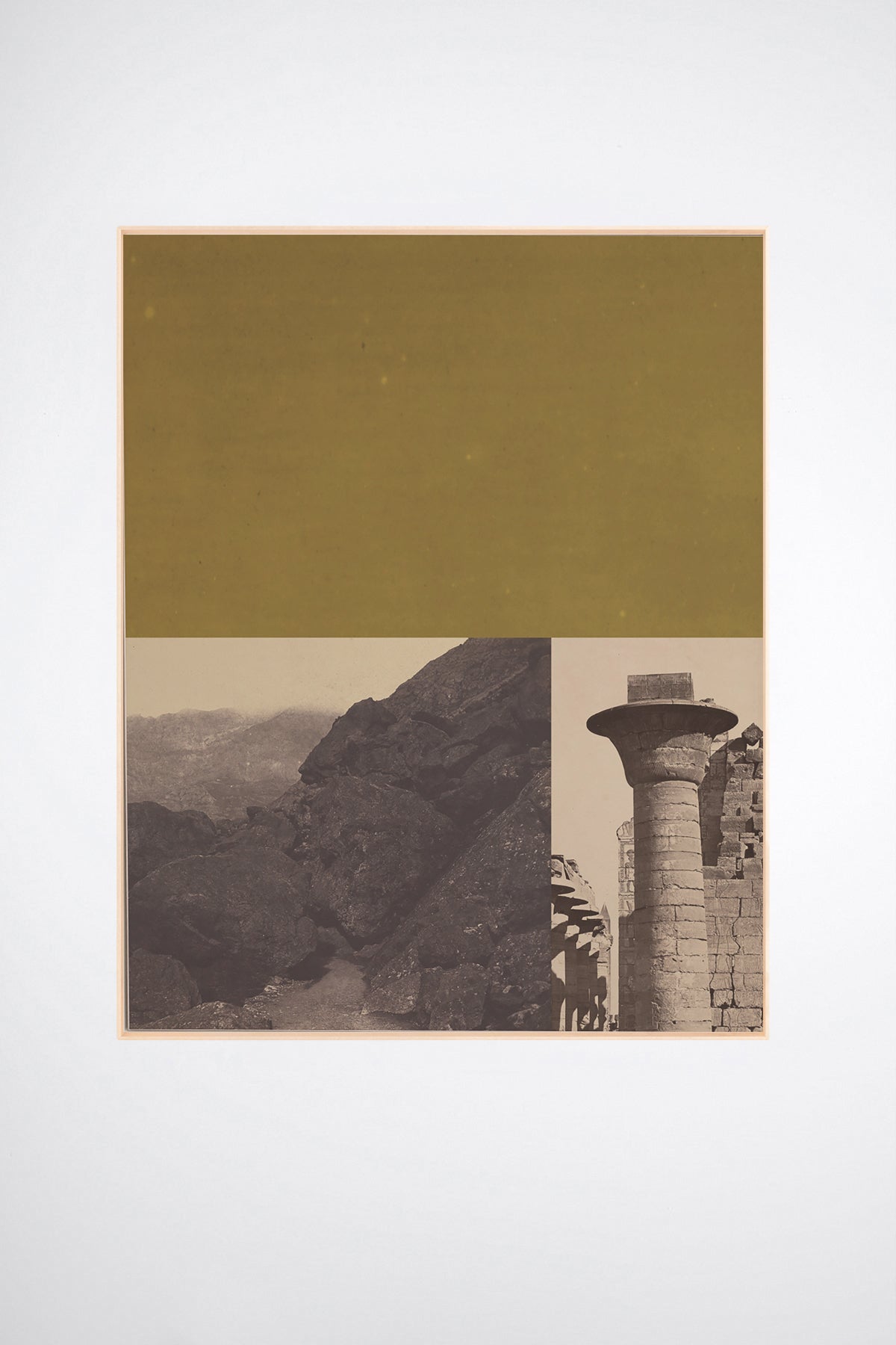 Karnak, a custom framed art print on 100% cotton canvas. Large modern abstract geometric collage and painting on a white background.