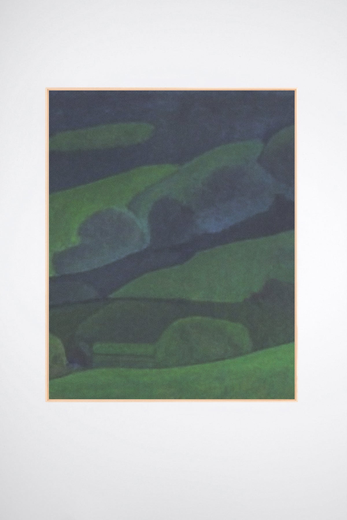 Bodmin, a custom framed art print on 100% cotton canvas. Large hillside landscape in the Expressionist tradition with rich dark green and blue hues on a white background.
