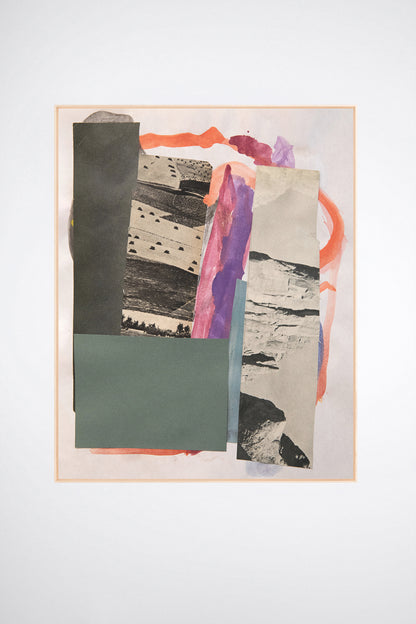 Lorne, a custom framed art print on 100% cotton canvas. Large modern abstract geometric collage and painting on a white background.