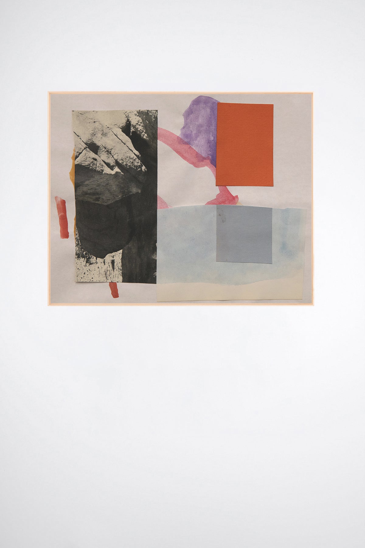 Dromos, a custom framed art print on 100% cotton canvas. Large modern abstract geometric collage and painting on a white background.